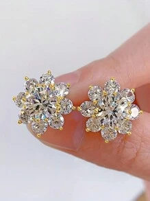 1 对儿童优雅方晶锆石耳钉，适合女孩礼物，适合日常装饰，适合派对珠宝生日礼物，适合圣诞节