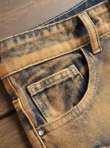 青少年男孩时尚直筒流苏牛仔裤，直筒流苏牛仔裤 - 彩色 - 查看 8