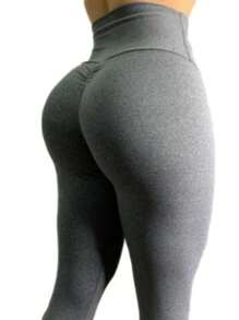 Women's Leggings With Ruched Butt Lifting High Waist Fitness Gym Pants - 灰色 - 查看 2