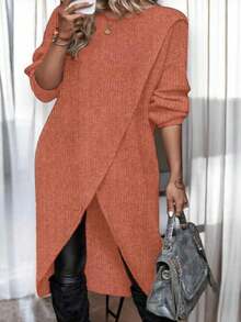 Jersey Largo con Bajo Cruzado para Dama - palo de rosa - Ver 2