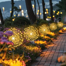 1PC Dandelion Gardening Landscape Outdoor Waterproof Fireworks Light Wedding Decoration Holiday Lawn Light 8 Lighting Modes Household Color, Warm White, White, 60/150/200/240LEDs Multiple Models Available