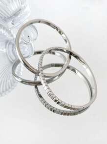 1 Pièce Bracelet Pour Femme En Acier Inoxydable, Couleur Unie, Anti-fading, Simple, Personnalisé, Empilable, Haut De Gamme Et À La Mode