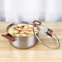 Juego de Ollas de Acero Inoxidable, Juego de Ollas de Doble Oreja de Diez Piezas, Mejor Regalo de Navidad, 5 Sartenes y 5 Tapas, para Navidad y Año Nuevo Chino, Picnic de San Valentín y Senderismo - Plateado - Ver 6