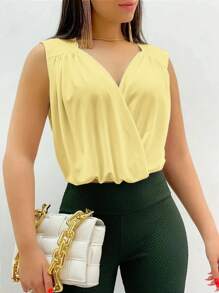 Women's Wide Strap Suplex Tank Top With V-Neck For Summer - 薄荷綠 - 查看 2