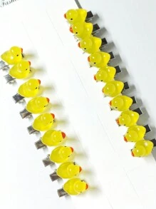 10 Pcs Cute Cartoon Duck Hair Clips - Plastic, One-Size-Fits-All, Hair Accessory - Multicolor - View 12