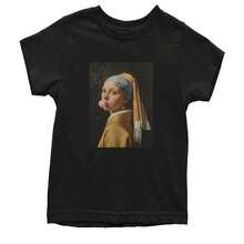 Girl With A Pearl Earring Bubble Gum Contemporary Art Youth T-Shirt - 黃色 - 查看 2