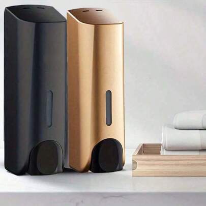 1pc Wall Mounted Soap Dispenser, Manual Press Soap Dispenser, Shampoo And Body Wash Dispenser, Bathroom Hand Soap Container, Bathroom Accessory, Bathroom Storage And Organization, Home Decor, Household Furniture Kitchen Items Kitchen Accessories Kitchen Kitchen Tools