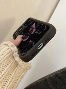 1 个蝴蝶图案保护手机壳，带精密孔设计，兼容 Iphone 11 Pro Max/12 Pro Max/13 Pro Max/14 Pro Max/15 Pro Max/IPhone 16 Plus/IPhone 16 Pro Max、Samsung、Redmi、OPPO/Realme、VIVO、Infinix、Honor、MOTO、Itel、One Plus - 黑色 - 查看 3