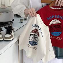 2-4岁男童休闲套头卫衣，新款时尚秋季卫衣，带侧袋，韩版风格 - 酒紅色 - 查看 2