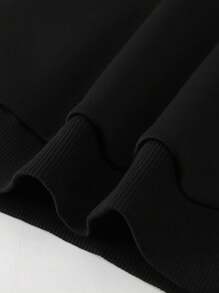 Men Round Neck Printed Long Sleeve Casual Loose Comfortable Sweatshirt, Fall - Black - View 7