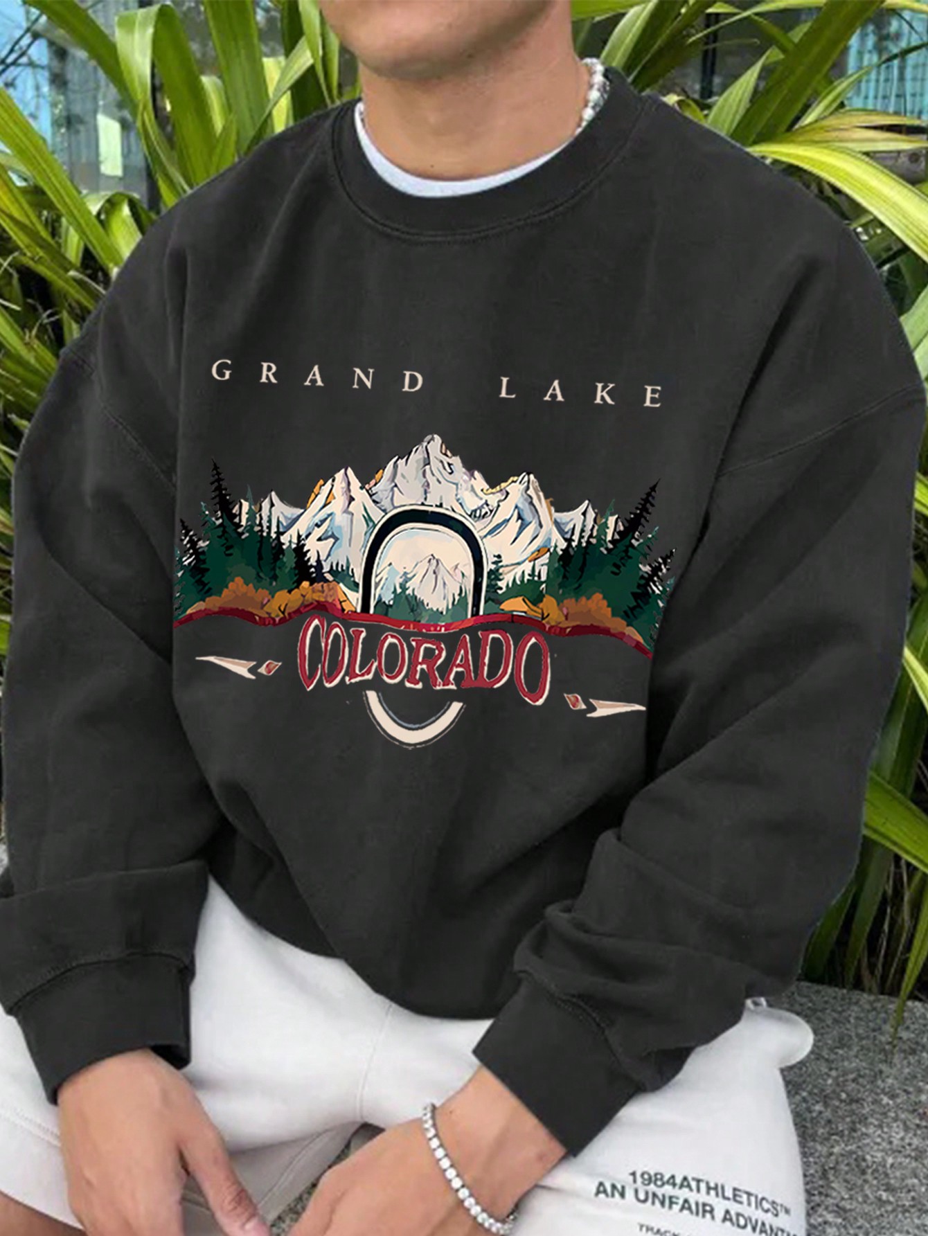 Men's Crew Neck Printed Long Sleeve Loose Comfortable Casual Sweatshirt