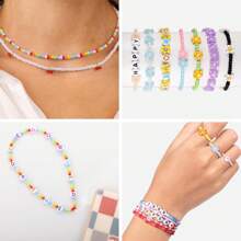 Set de 200/400 piezas de cuentas acrílicas con letras y emoticonos en forma de corazón de colores aleatorios para manualidades DIY, elaboración de joyas, pulseras, collares, pendientes y cadenas para teléfonos - Suministros de artesanía para pequeñas empresas