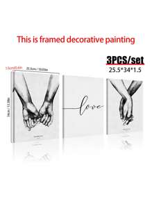 3pcs Letter & Hand Print Unframed Painting - Multicolor - View 15