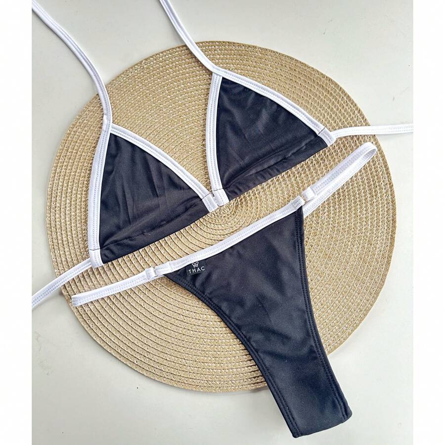 Black And White Ribbon Bikini 2024 - Negro - Ver 1