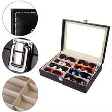 Brillenbox für 8 FäCher Brillen Sonnenbrillen Aufbewahrung Brillenbox FüR Mehrere Brillen Brillenaufbewahrung Mehrere Brillen für Onnenbrillen Glas Schmuck 33.3x24.4x8.5cm