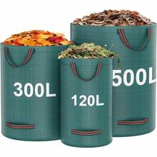 Garden Garbage Bag Heavy-Duty, Green Garden Garbage Bag Reusable, Industrial Fabric And Handle, Garden Garbage Bag, Very Suitable For Collecting Plant Waste Grass And Leaves (500L * 300L * 120L)