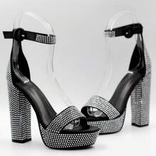 Zapatilla con plataforma y brillos - Negro - Ver 1