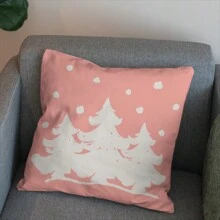 1 件粉色圣诞树和雪人印花 45x45 厘米双面毛绒抱枕套（无填充），适合派对、卧室、客厅、沙发、汽车的圣诞装饰 - 彩色 - 查看 4