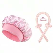 Heatless Hair Curlers For Long Hair With Silk Bonnet, Slouchy Crimper Satin Bonnet Single Layer Elastic Band Silk Sleep Cap Black Soft Adjustable Hair Cap Hair Wrap Large Bonnets For Sleeping. Soft Wave DIY Hair Rollers Styling Tool For Overnight No Heat Curling Rod Headband For Women And Girls