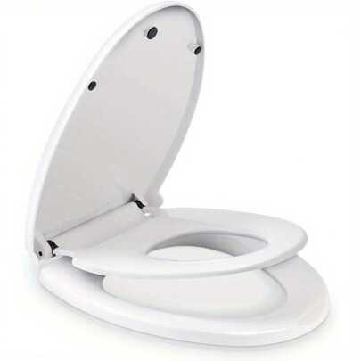 Family Toilet Seat 2-In-1 Soft Close Toilet Seat With Child Seat Built-In Detachable Magnetic Family Toilet Lid With 360 Degree Adjustable Hinges For Toddlers Adults (O-Shape White)
