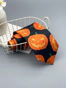 1pc Men's  Pumpkin Decor Handmade Necktie, Party Outfit Accessory Tie - Multicolor - View 10