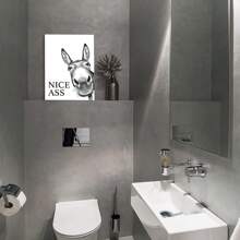Decoración de pared de baño divertida Donkey Nice Ass Blanco y negro Animales Lienzo abstracto Imágenes para pared Póster e impresiones para decoración del baño Habitación de niños Imagen de baño - Multicolor - Ver 4