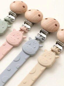 2pcs Baby Silicone Pacifier Clip, Dinosaur And Giraffe Design Anti-Drop Pacifier Holder, Nipple Clip, Baby Teether Teething Toys Holder , Baby Accessories, Baby Shower Gift
