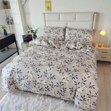 3 件套涤纶哑光印花羽绒被套，3 件套 [羽绒被套 + 2 个枕套。羽绒被和枕套无衬垫] - 小葉花枝 - 查看 6