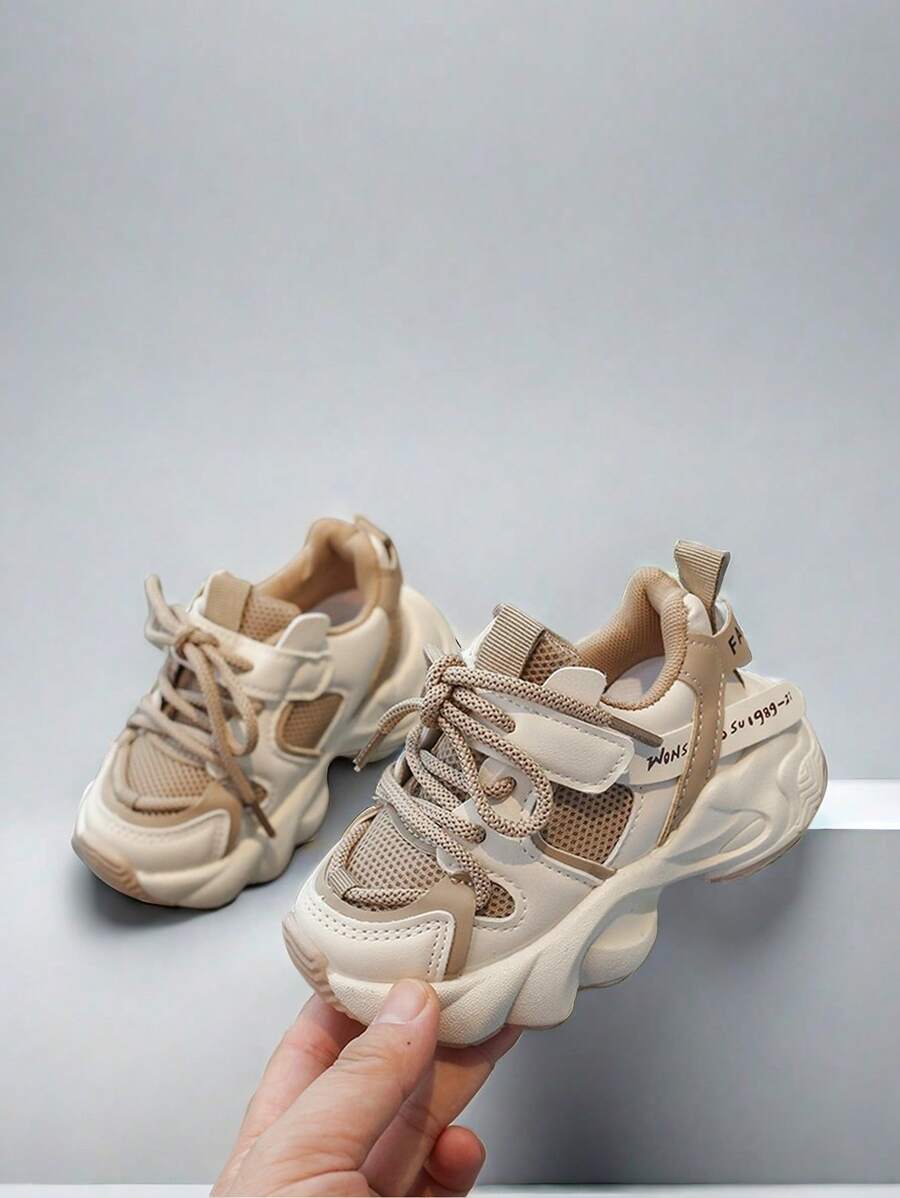 Giày thể thao trẻ sơ sinh Colorblocked màu hồng dễ thương, mềm mại thoải mái không trơn trượt - Màu Khaki - Xem 1