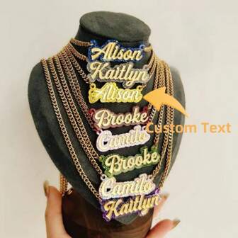 1pc A Variety Of Styles Optional Personalized Sequin Acrylic Name Necklace A Variety Of Colors Heart-Shaped Lace All Stylish Vibrant Style Women's Jewelry Gifts