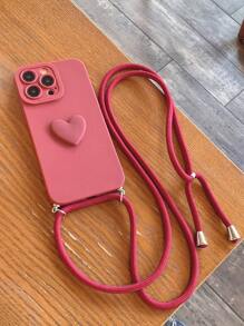 Custodia per telefono a forma di cuore compatibile con con cordino