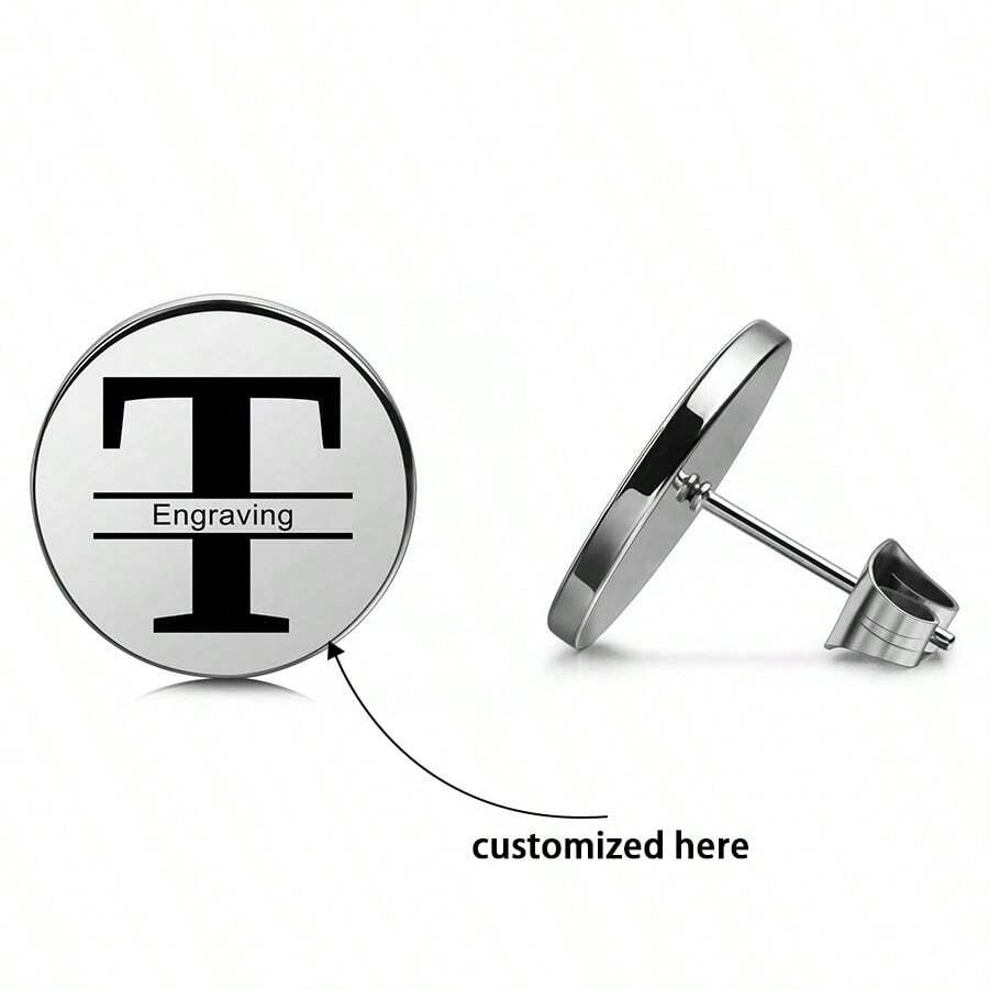 Customized 18K Gold Plated Stainless Steel Name Stud Earrings, Personalized Gift For Friends, Birthday/Mother's Day/Thanksgiving/Christmas