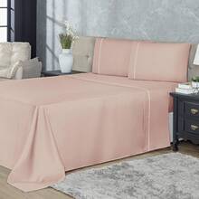 Basic Ponto Palito Percale 400 Thread Count Double Sheet Set, 4 Pieces - Màu hồng gỉ - Xem 2