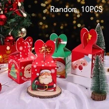 10 件圣诞苹果盒、圣诞平安夜苹果盒、圣诞苹果包装盒、圣诞苹果礼品盒 - 彩色 - 查看 1