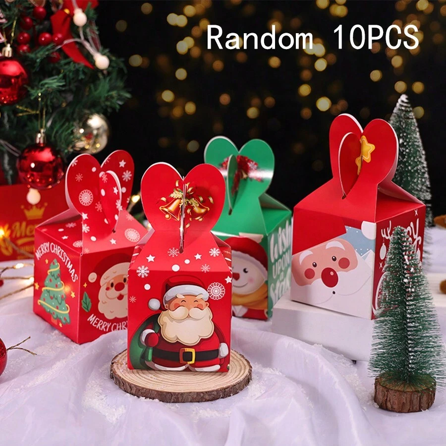 10 件圣诞苹果盒、圣诞平安夜苹果盒、圣诞苹果包装盒、圣诞苹果礼品盒 - 彩色 - 查看 1