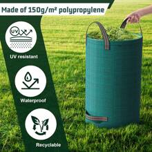 Garden Garbage Bag Heavy-Duty, Green Garden Garbage Bag Reusable, Industrial Fabric And Handle, Garden Garbage Bag, Very Suitable For Collecting Plant Waste Grass And Leaves (500L * 300L * 120L)