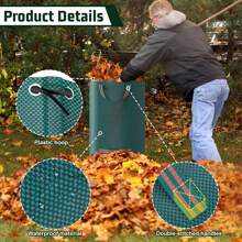 Garden Garbage Bag Heavy-Duty, Green Garden Garbage Bag Reusable, Industrial Fabric And Handle, Garden Garbage Bag, Very Suitable For Collecting Plant Waste Grass And Leaves (500L * 300L * 120L)