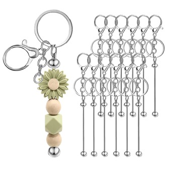 12pcs Fashion Alloy Beaded Keychain Accessories DIY Craft Boyfriend Girlfriend Valentine Gift