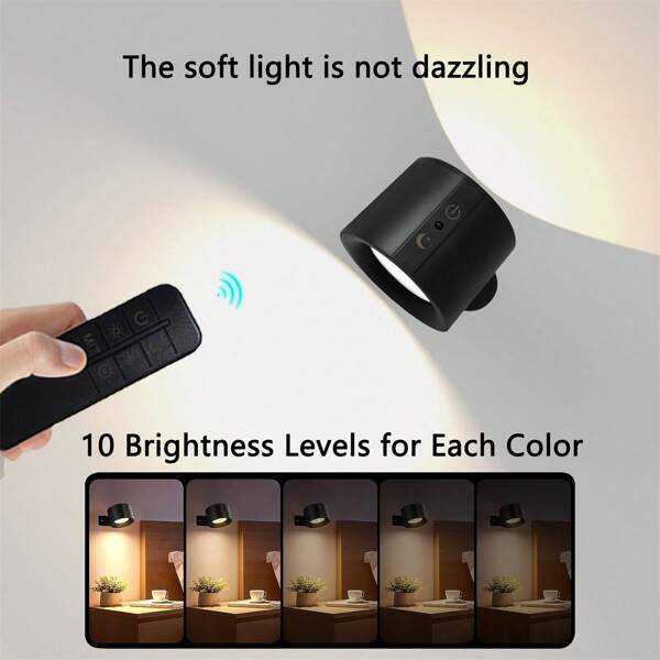 1pc LED Double-Sided Magnetic Wall Light, 360° Rotatable Multi-Function Wall Lamp, 3-Color Adjustable, Touch Control, USB Charging, Home Lighting, Suitable For Living Room, Bedroom, Hallway, Bedside