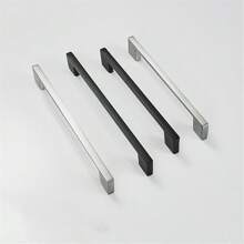 1 pieza Manijas simples de gabinete de cocina, perillas de cajón y tiradores de puerta de armario de aleación de aluminio cepillado negro para muebles