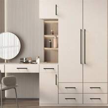 1 pieza Manijas simples de gabinete de cocina, perillas de cajón y tiradores de puerta de armario de aleación de aluminio cepillado negro para muebles