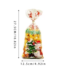 50 个圣诞糖果袋，圣诞老人，圣诞树，雪人主题派对系列，礼品包装袋，零食，饼干，糖果包装袋，OPP 袋 - 彩色 - 查看 2
