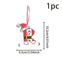 1 件圣诞主题 DIY 26 个字母挂饰，木制装饰，圣诞帽红色字母袜子，适用于圣诞树装饰，DIY 名称。可书写。，圣诞节 - 彩色 - 查看 13