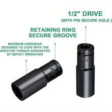 10PCS Impact Socket Set Deep Impact Socket Tool Set Metric Drive Deep Socket Durable Reliable Drive Hex Nuts 1/2 Inch 10-24mm For Professional Repair DIY - Black - View 4