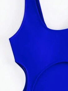 Solid Color Sexy Bandeau Monokini Strapless Cropped Beach Swimsuit, Summer Season - Royal Blue - View 8