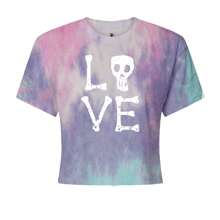Love Skeleton Bones Cropped T-Shirt - Blue clouds - View 6