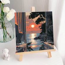成人数码油画，风景DIY丙烯油画套装，含画布材料，成人数码油画套装，家居装饰画 - 自由落日 - 查看 19