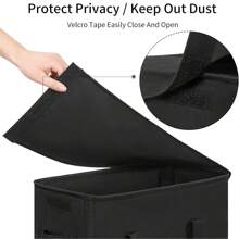 Giỏ đựng quần áo bẩn siêu mỏng 65L có nắp và tay cầm chắc chắn, phiên bản nâng cấp có thể gấp gọn, hộp đựng kín di động tiện dụng cho phòng ngủ, phòng tắm và nhà cửa, thiết kế giỏ đựng đồ tiết kiệm không gian và trọng lượng nhẹ. - màu đen - Xem 4
