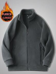 Áo khoác nỉ siêu nhẹ 440g dành cho nam, thu đông, áo khoác cardigan dày lót nhiệt, cổ đứng, túi khóa kéo, thích hợp mặc ở nhà, thể thao ngoài trời, giải trí - Xám - Xem 2