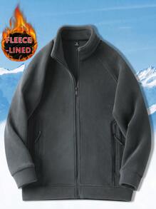 Áo khoác nỉ siêu nhẹ 440g dành cho nam, thu đông, áo khoác cardigan dày lót nhiệt, cổ đứng, túi khóa kéo, thích hợp mặc ở nhà, thể thao ngoài trời, giải trí - Xám - Xem 1